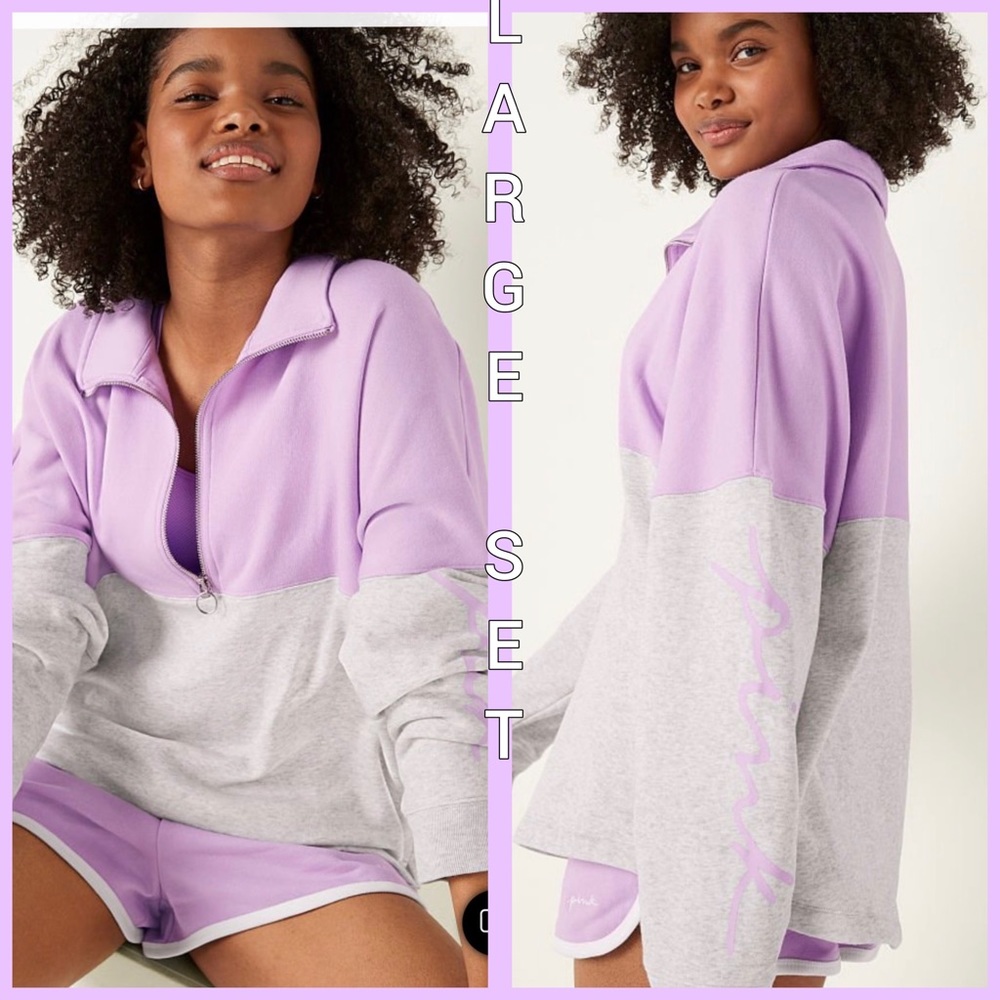 NWT VS PINK LARGE CABANA PURPLE SET